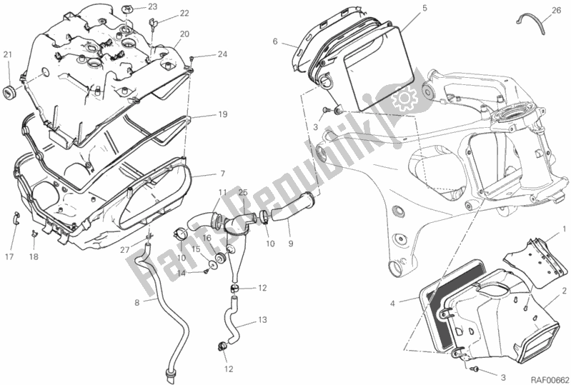 All parts for the Air Intake - Oil Breather of the Ducati Superbike Panigale V4 R 998 2019